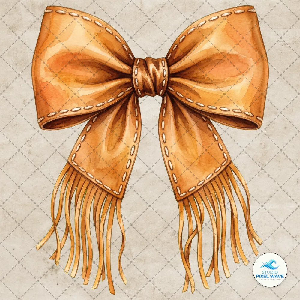 Western Leather Coquette Bow PNG Sublimation Design