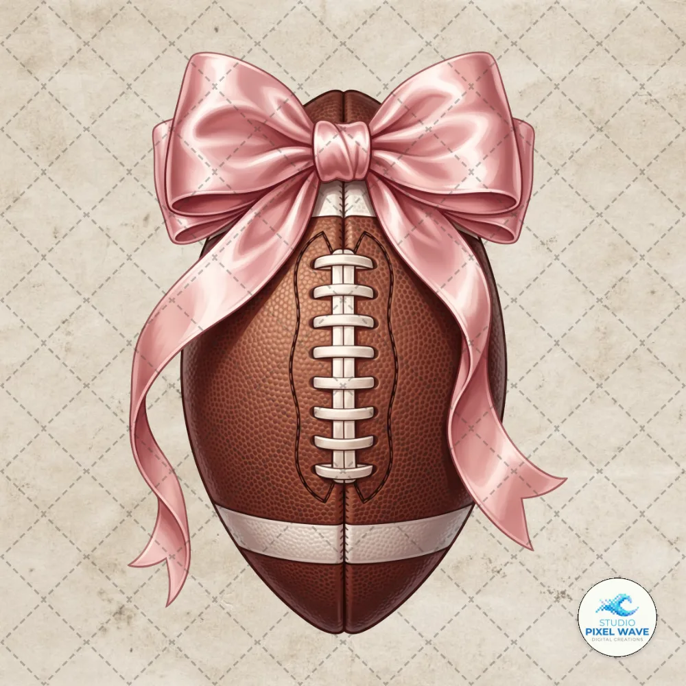 Pink Football Coquette Bow PNG Sublimation