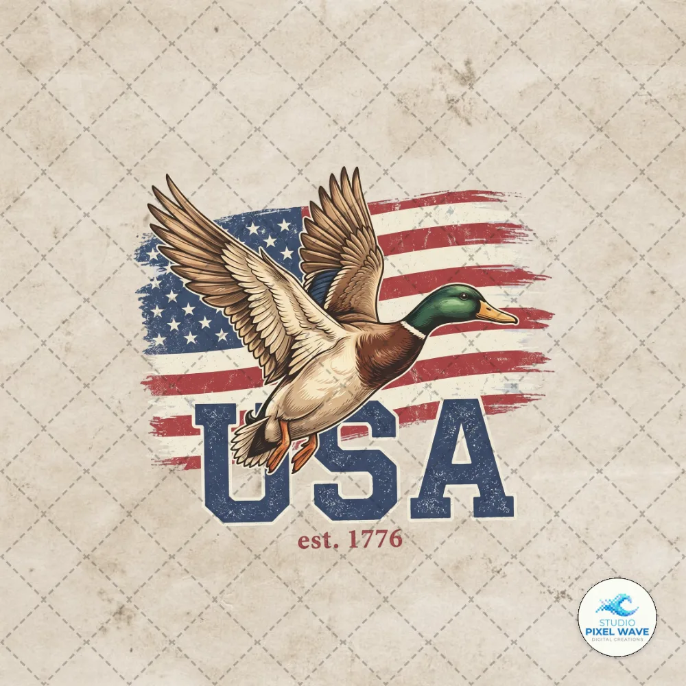 Mallard Duck USA Patriotic 4th Of July PNG Sublimation