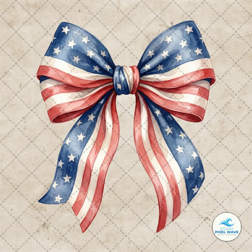 Patriotic Coquette 4th of July Bow PNG | Studio Pixel Wave