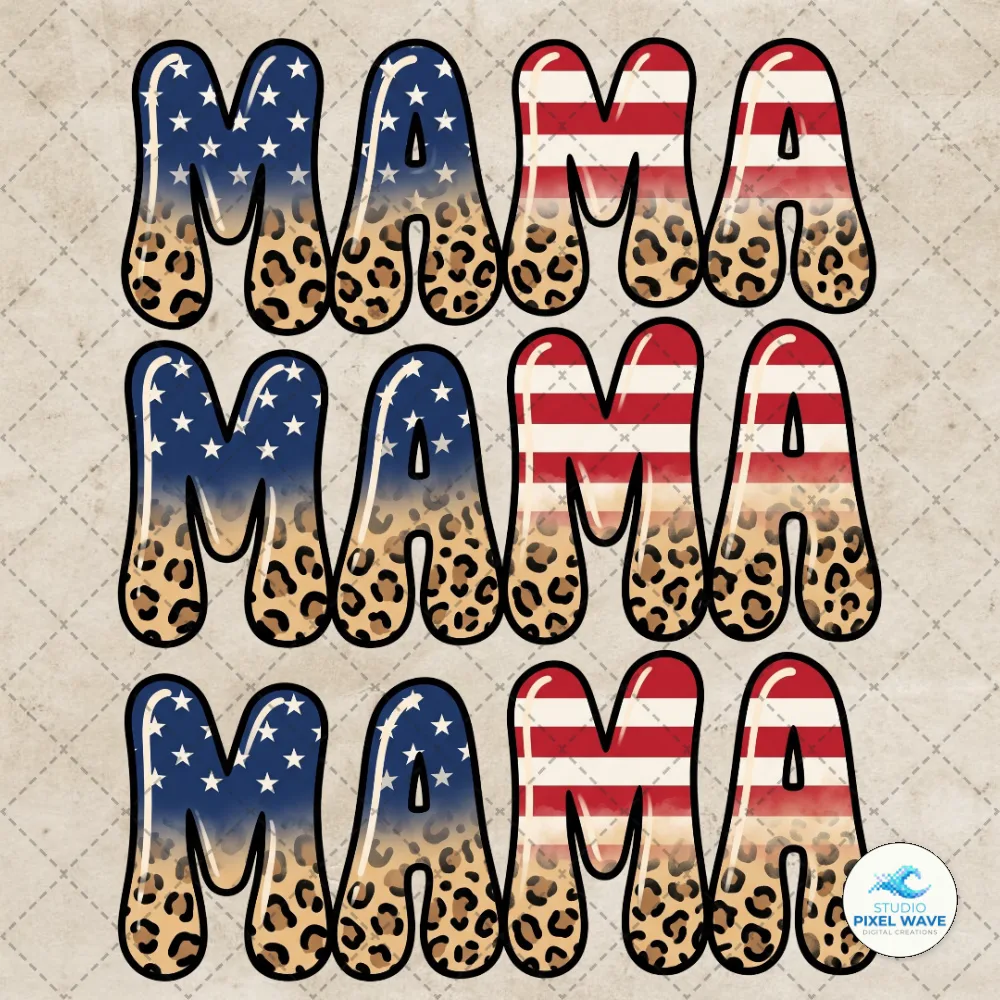 Leopard Patriotic Mama 4th of July PNG | StudioPixelWave