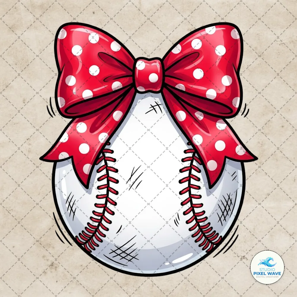 Baseball Coquette Bow Baseball Mom PNG | Studio Pixel Wave