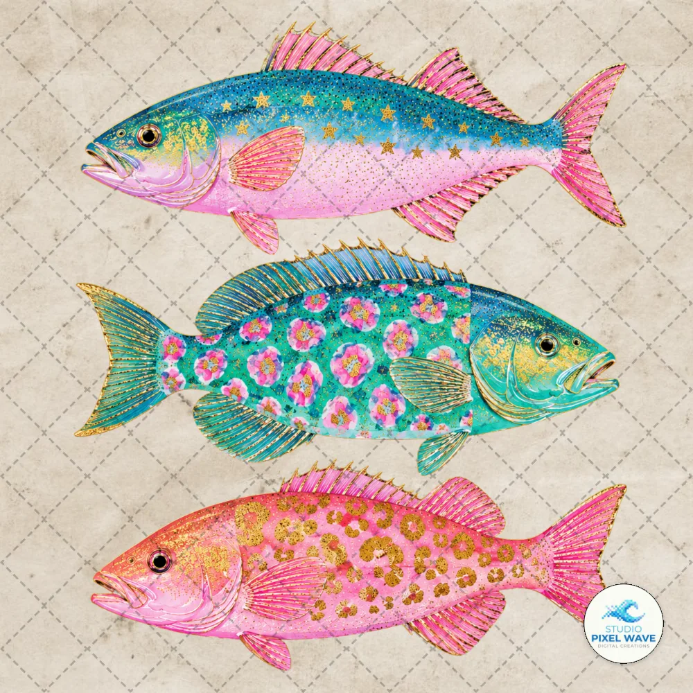 Preppy Coastal Fish PNG Clipart | Studio Pixel Wave