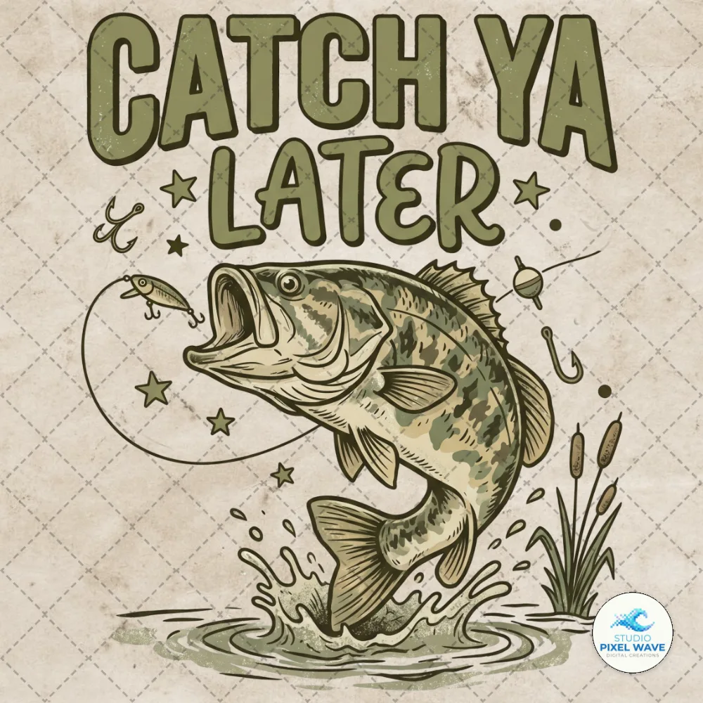 Catch Ya Later Bass Camo Fishing Png | Studio Pixel Wave