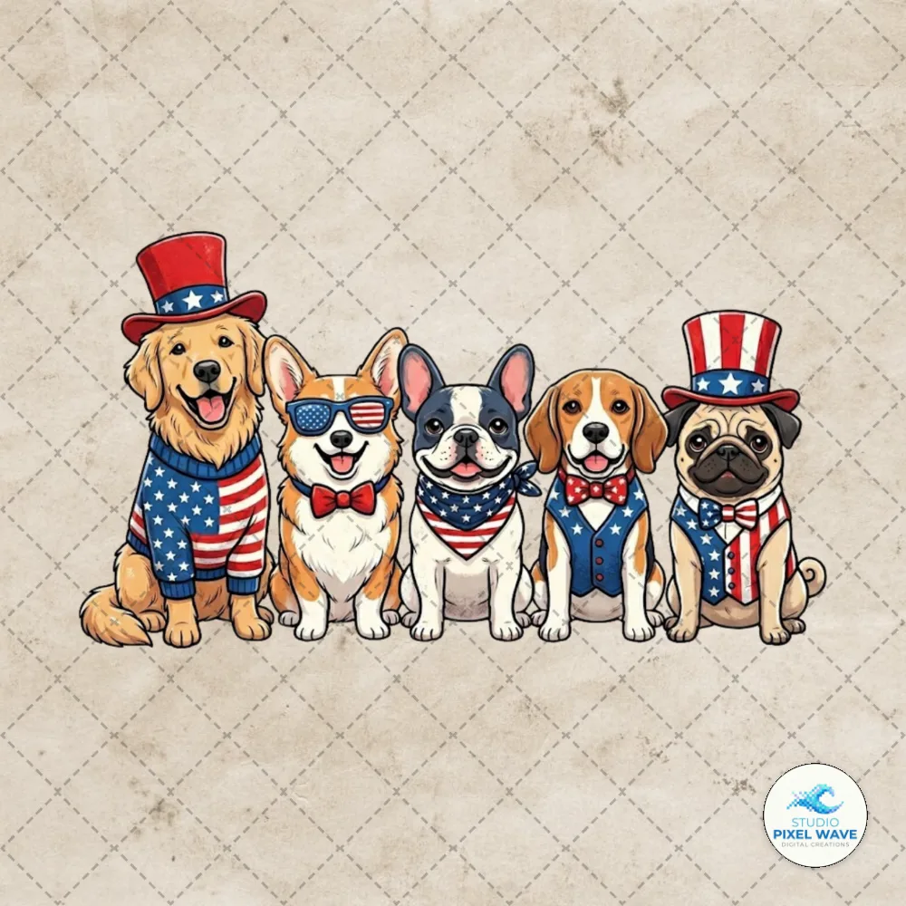Patriotic Dog 4th Of July PNG Sublimation