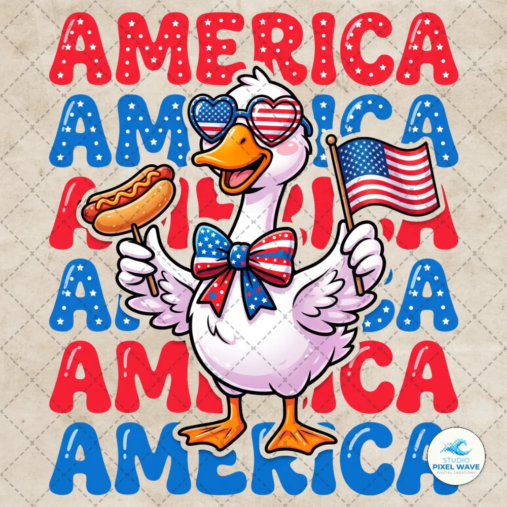 Patriotic Coquette 4th of July Goose PNG | StudioPixelWave